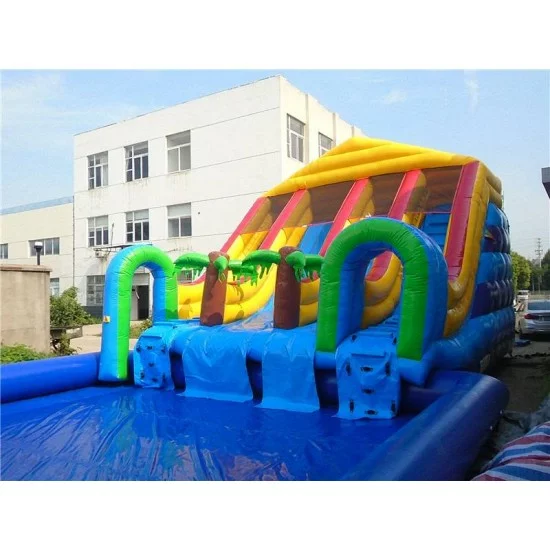 Custom Inflatable Water Parks Pool With Slide And Toys On Land Custom Inflatable Water Parks Pool With Slide And Toys On Land