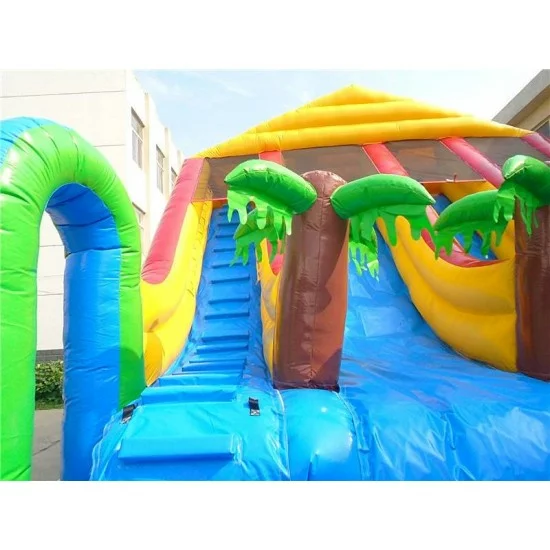 Custom Inflatable Water Parks Pool With Slide And Toys On Land Custom Inflatable Water Parks Pool With Slide And Toys On Land