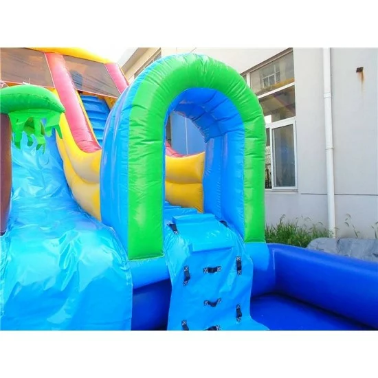 Custom Inflatable Water Parks Pool With Slide And Toys On Land Custom Inflatable Water Parks Pool With Slide And Toys On Land